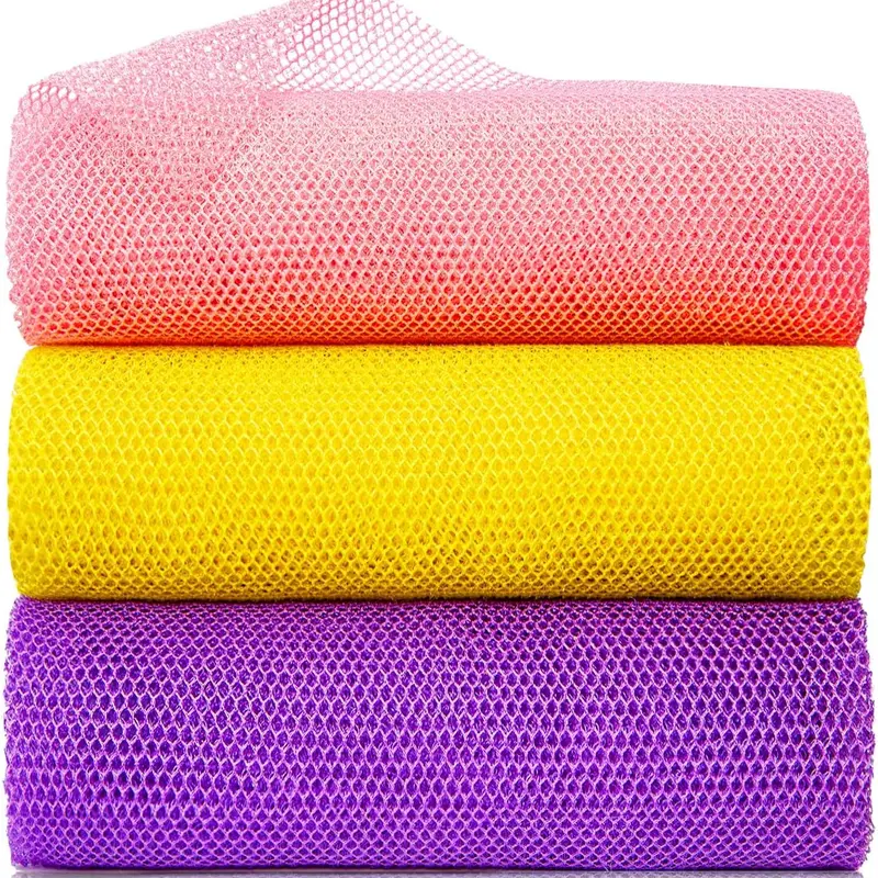 3-Piece African Exfoliating Net Sponge Bath Accessories - Rip-Resistant, Lightweight Nylon Back Washcloth Scrubber, Personal Cleaning Tool for All Skins, Refreshing Daily Use Ideal Gift