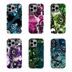 Y2K vintage nostalgia Psychedelic Phone Case,Aesthetic Dual-Layer design durable phone Cover,Psychedelic Swirl & Star Print for iPhone 17 16 15 14 13 12 11 8 7 for Samsung Series,Shockproof Protective hard Cover,perfect gift for her[No magnetic]