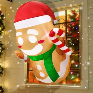 Christmas Inflatable Gingerbread Man Broke Out from Window, Built-in Bright LED Lights 3.5FT Blow Up Xmas Decor, Indoor Outdoor Yard Garden Lawn Home Party Christmas Window Decorations
