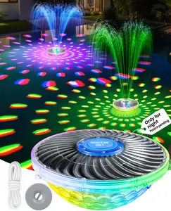 Solar Pool Fountain Light Show, 2026 Upgraded Large Solar Pool Water Fountain, Floating Pool Fountain for Above Ground Pool,Solar Floating Fountain Pump for Nighttime Use Blue-1PK