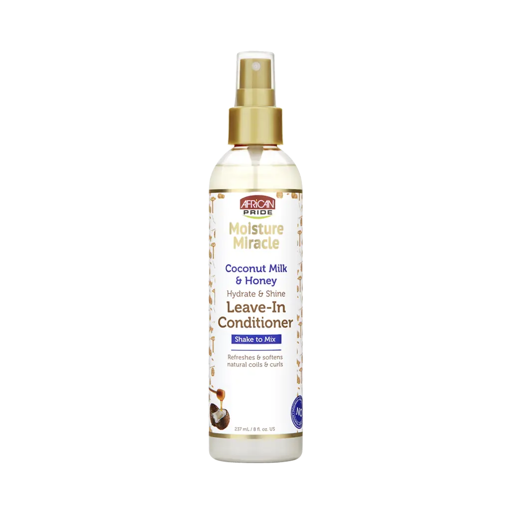 AFRICAN PRIDE MOISTURE MIRACLE COCONUT MILK & HONEY LEAVE-IN CONDITIONER, 8FL OZ