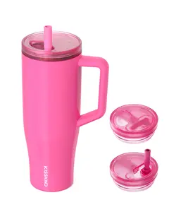 KISSKIND LumiSpin 40oz Tumbler – Clear Lid, Leakproof & Aesthetic Cup, Unique Hidden Straw Tumbler for Desk & Travel