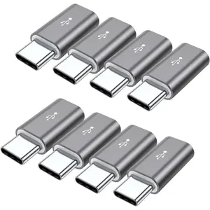 Micro USB to USB C Adapter,8-Pack Aluminum USB Type C Adapter Convert Connector Compatible with Samsung Galaxy S10 S9 S8 Plus Note 9 8, LG V40 V35 V30 V20 G7 G6,Pixel 2 XL,Moto Z2 Z3(Gray)