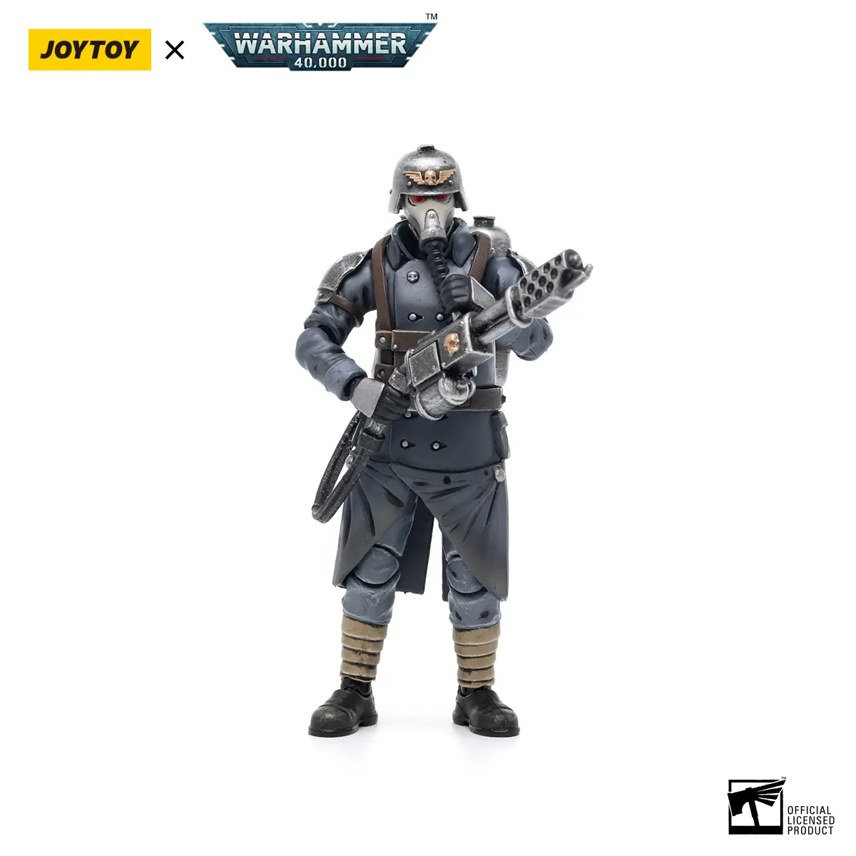 JOYTOY Warhammer 40,000 Unisex 1/18 Astra Militarum Death Korps of Krieg Veteran Squad Guardsman with Flamer, JT2672 Action & Toy Figure
