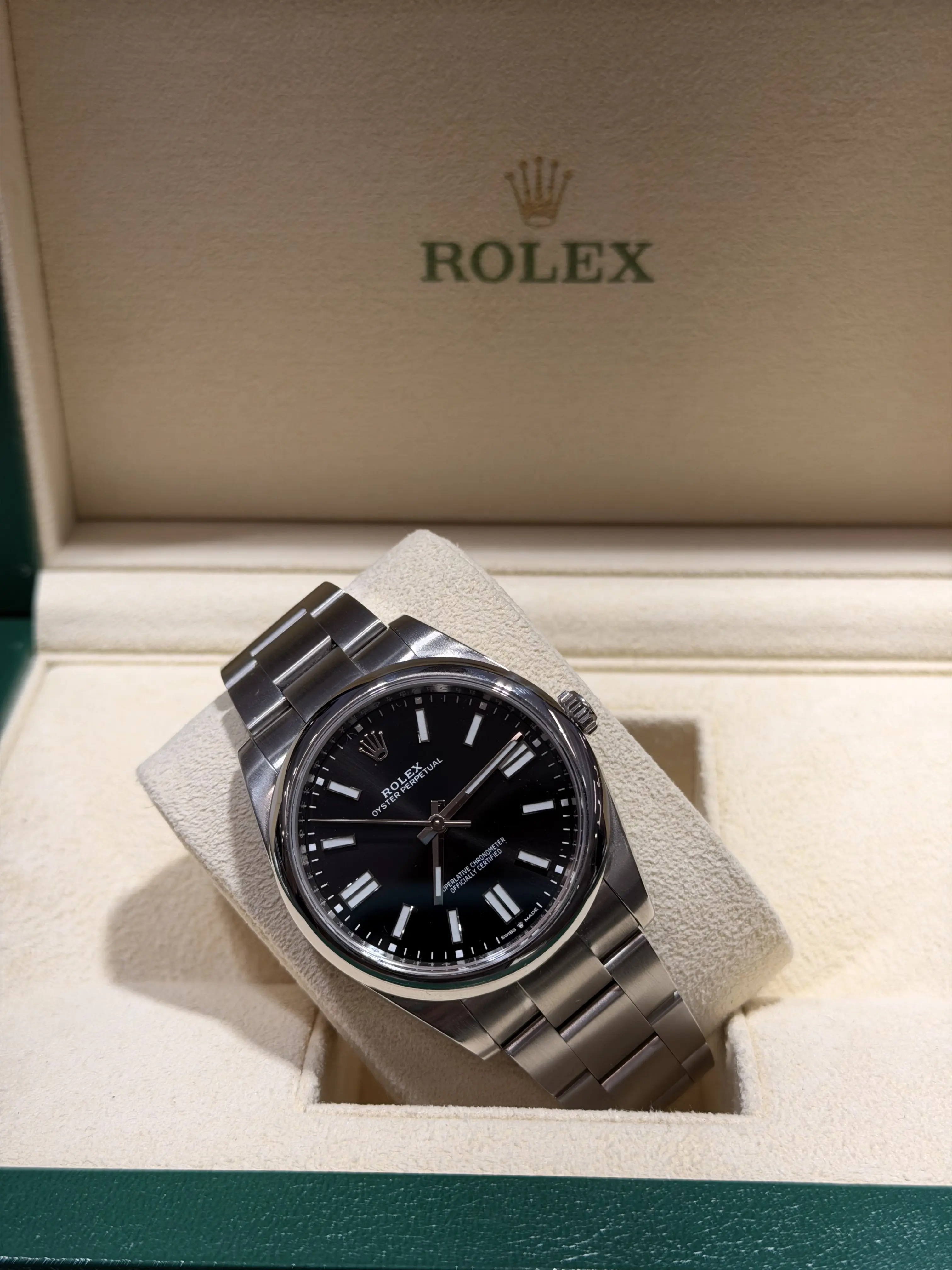 Rolex Op 41 mm Black Index Dial Stainless Steel Watch