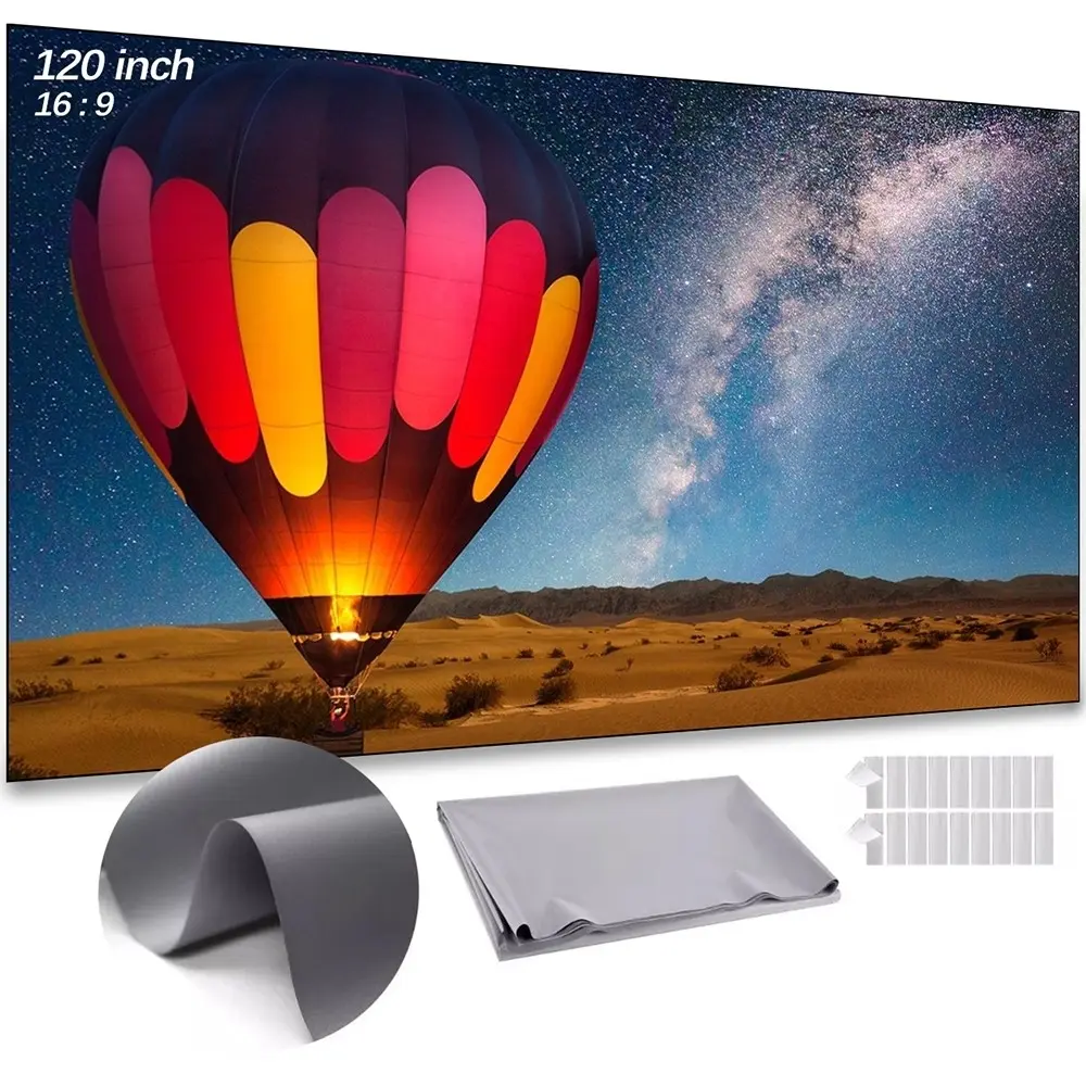 100inch 4K UHD Anti-Light Foldable Portable Projector Scree (Front view provides optimal clarity) for Home Theater Party Office Classroom Outdoor Indoor Movie Projection Screen 120inch Blow Up Projector Screen Outdoor