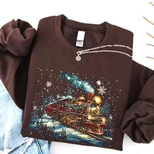 Polar Express Believe Train Sweatshirt, Train To North Pole Hoodie T-Shirt, Retro Christmas Movie Shirt