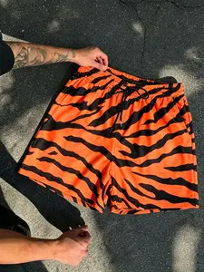 American Street Zebra Print Drawstring Gym Shorts, Summer Loose Breathable Beach Vacation Swim Trunks, Trendy Casual Wear, Athletic Shorts Casual