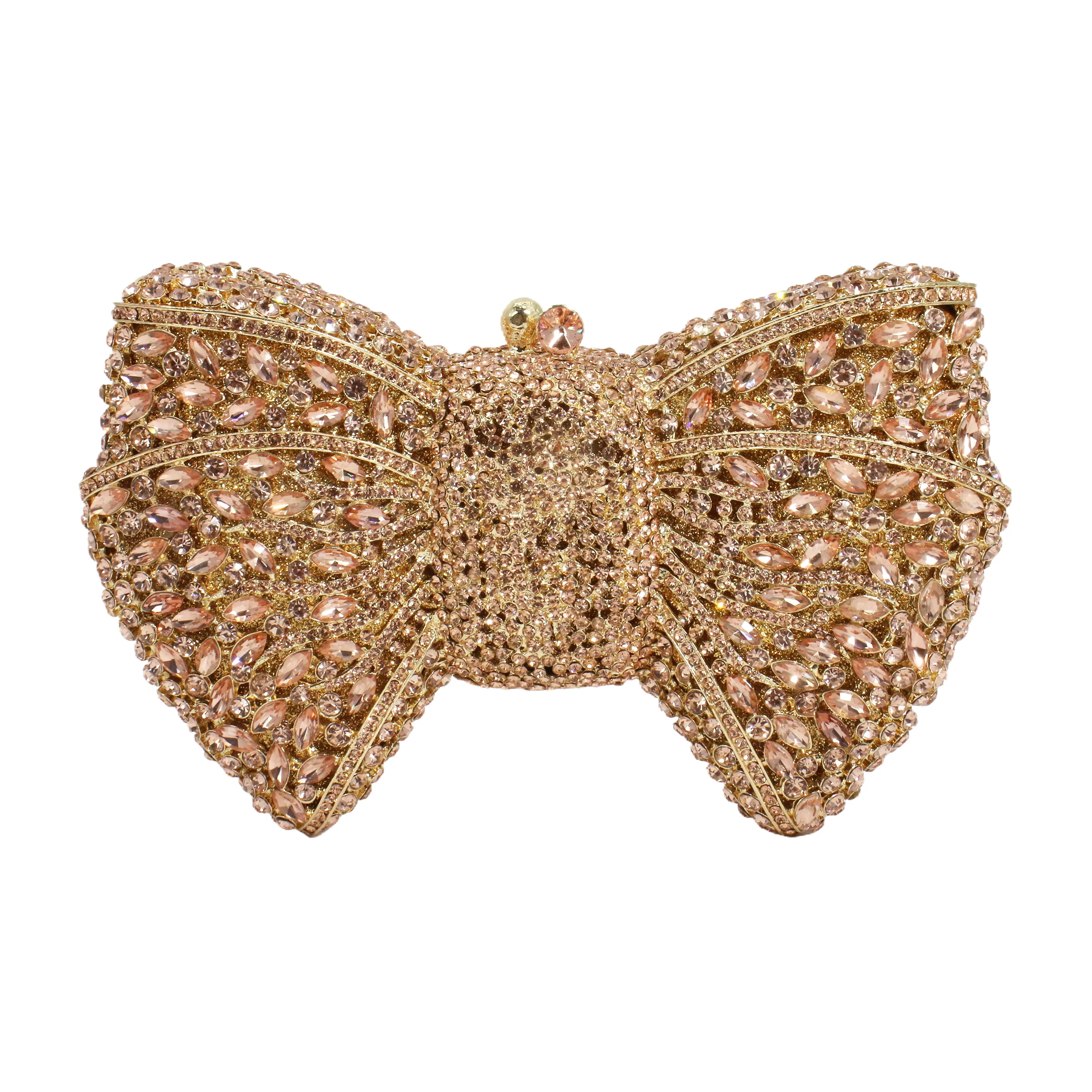 PSBIY Women's Luxury Bow Decorated Evening Clutch - Glittery Rhinestone Handbag, Elegant Fashion Luxe Formal Purse for Banquet Wedding, Bow Decorated Clutch, Elegant Clutch