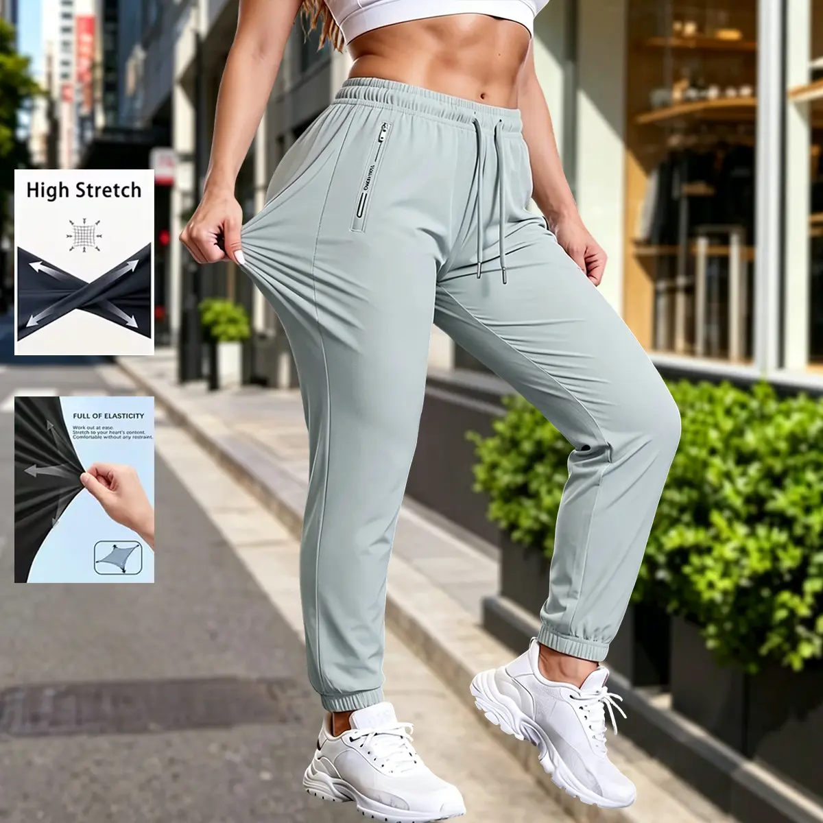 Women’s summer athletic long pants — elastic joggers/jogging bottoms for fitness, yoga, running, and outdoor cycling; stylish casual women’s sports leggings