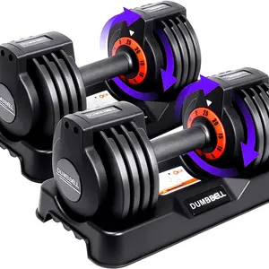 25/55 lbs Pair Dumbbells Set, Adjustable Weights Dumbbells Set for Men and Women with Anti-Slip Fast Adjust Weight by dumbbell  set