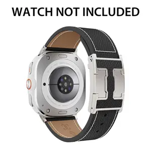 CRAZYGRASS Magnetic Leather Watch Band for Galaxy Watch Ultra 47mm Men's   Strap Top Grain Genuine Leather Strap with Metal Connector Classy Casual Business Wristband Replacement Strap for Smart Watch Stylish Watch Band [WATCH NOT INCLUDED] (Unofficial)