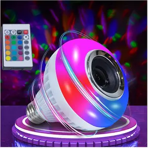 Smart Music Light Bulb with Built-in Bluetooth Speaker,E26 Base Wireless Single Smart Light Bulb,Remote Control White+RGB Colors Speaker Bulb for Party, Home, Christma Decorations