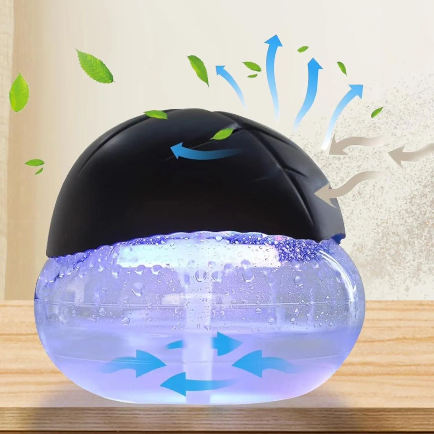 Air Purifier- Water Air Revitalizer, Air Washer, Air Freshener, Room Aromatizer, Aroma and Essential Oil Diffuser with 7 Color adjustable LED Lights- For Smoke and Pets