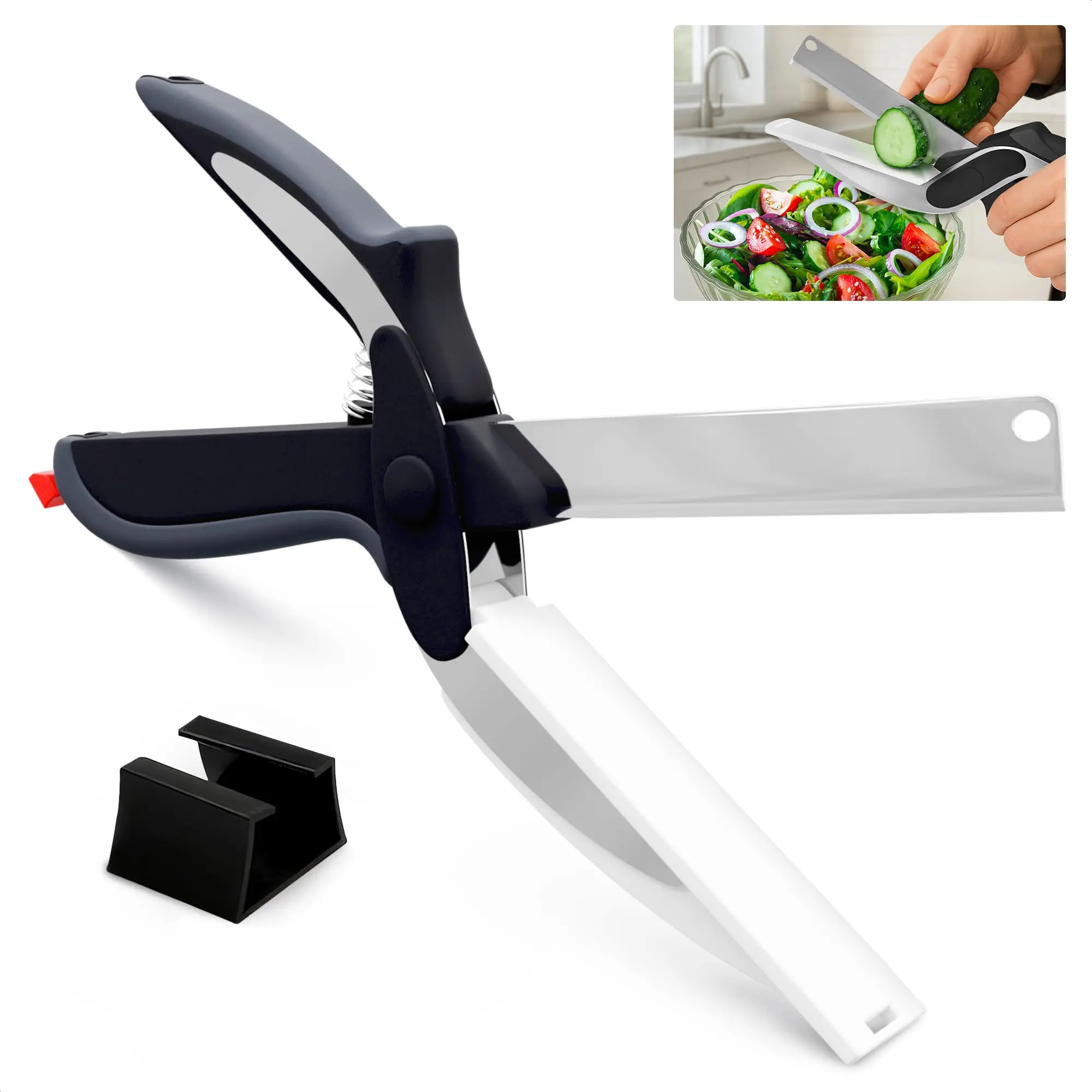 Stainless Steel Blade Kitchen Vegetable Scissors Set - Food Cutter with Cutting Board, Quick Vegetable Slicer, Locking Latch, for Home Daily Use (Home Supplies, Party Gifts), Vegetables