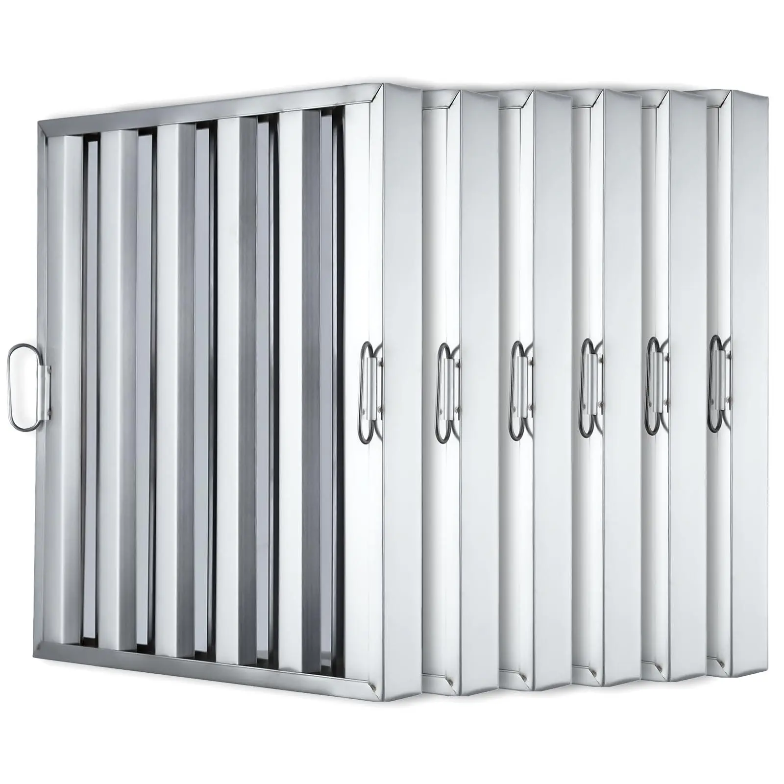 Commerical Hood Filters 19.5W x 19.5H Inch, 430 Stainless Steel 5 Grooves, Range Hood Filters for Restaurant Kitchen Exhaust Hoods, Pack of 6