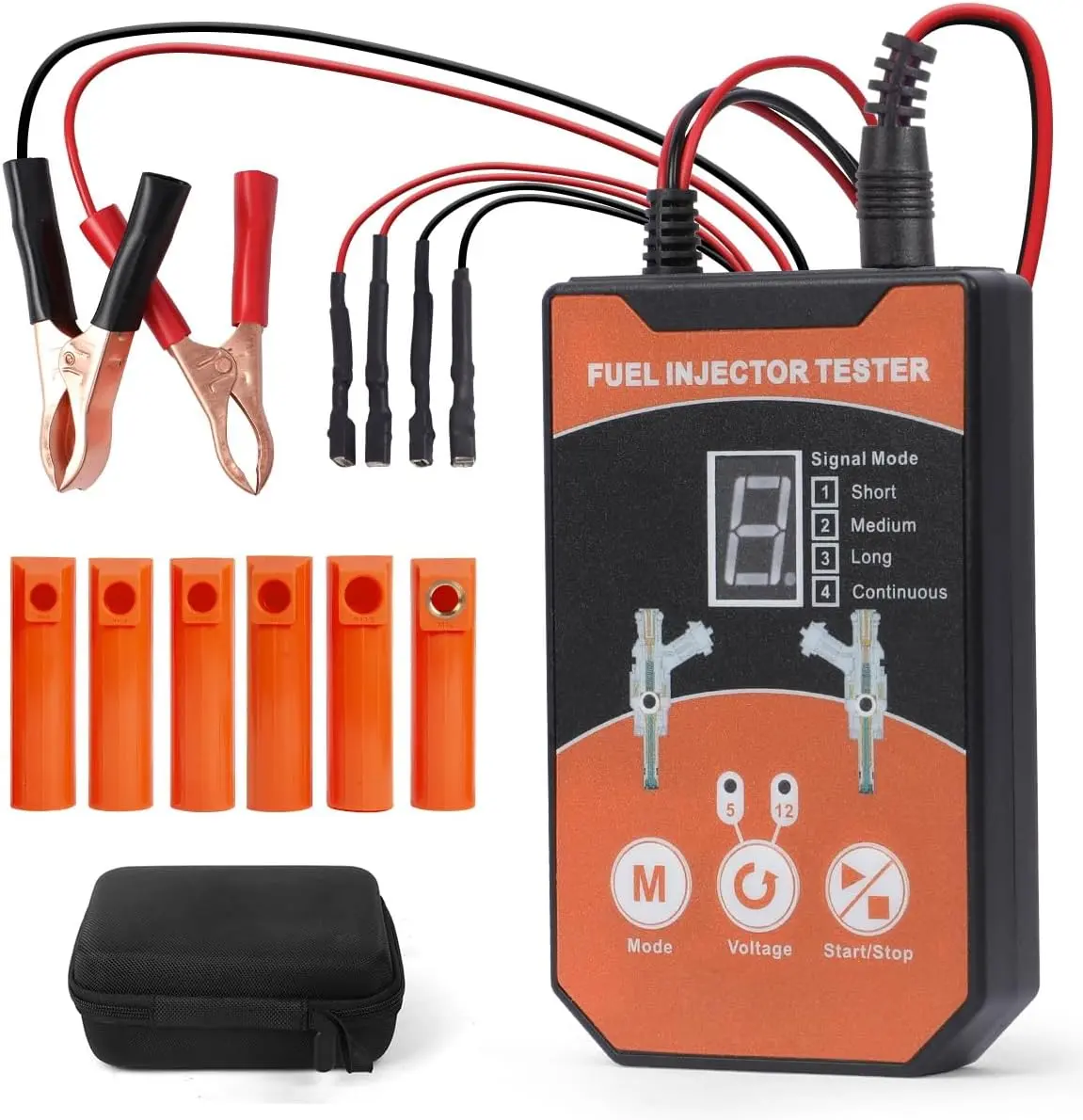 Fuel Injector Cleaner Kit Universal Fuel Injector Tester And Cleaner Kit,8 Pulse Modes Fuel Injector Cleaning Kit,DIY Fuel Injector Cleaner Tool with 6 Size Cleaning Adapters,12V/5V Output Power