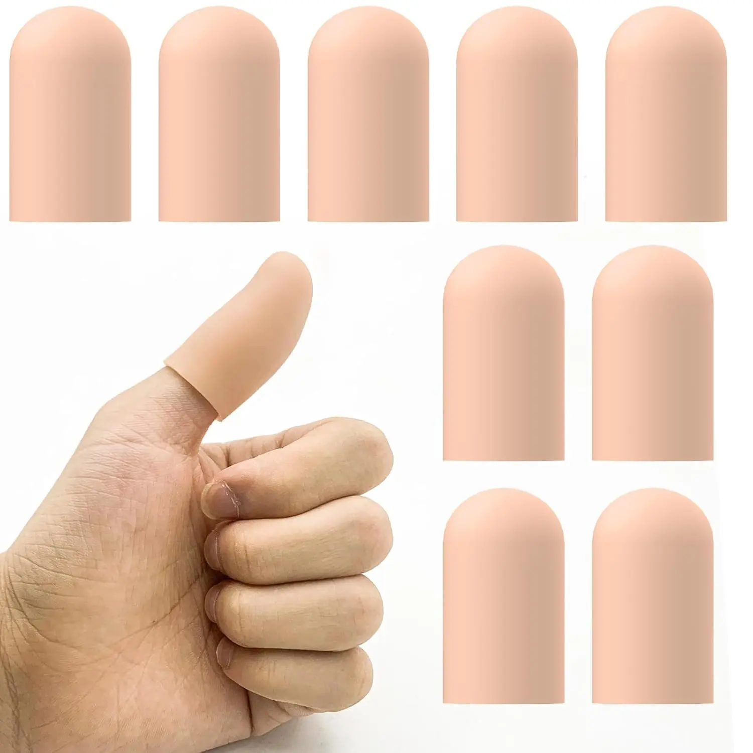 Gel Finger Cots Thumbs 10 Pcs Silicone Finger Caps Rubber Finger Protector Covers Trigger, Protection, Accessories