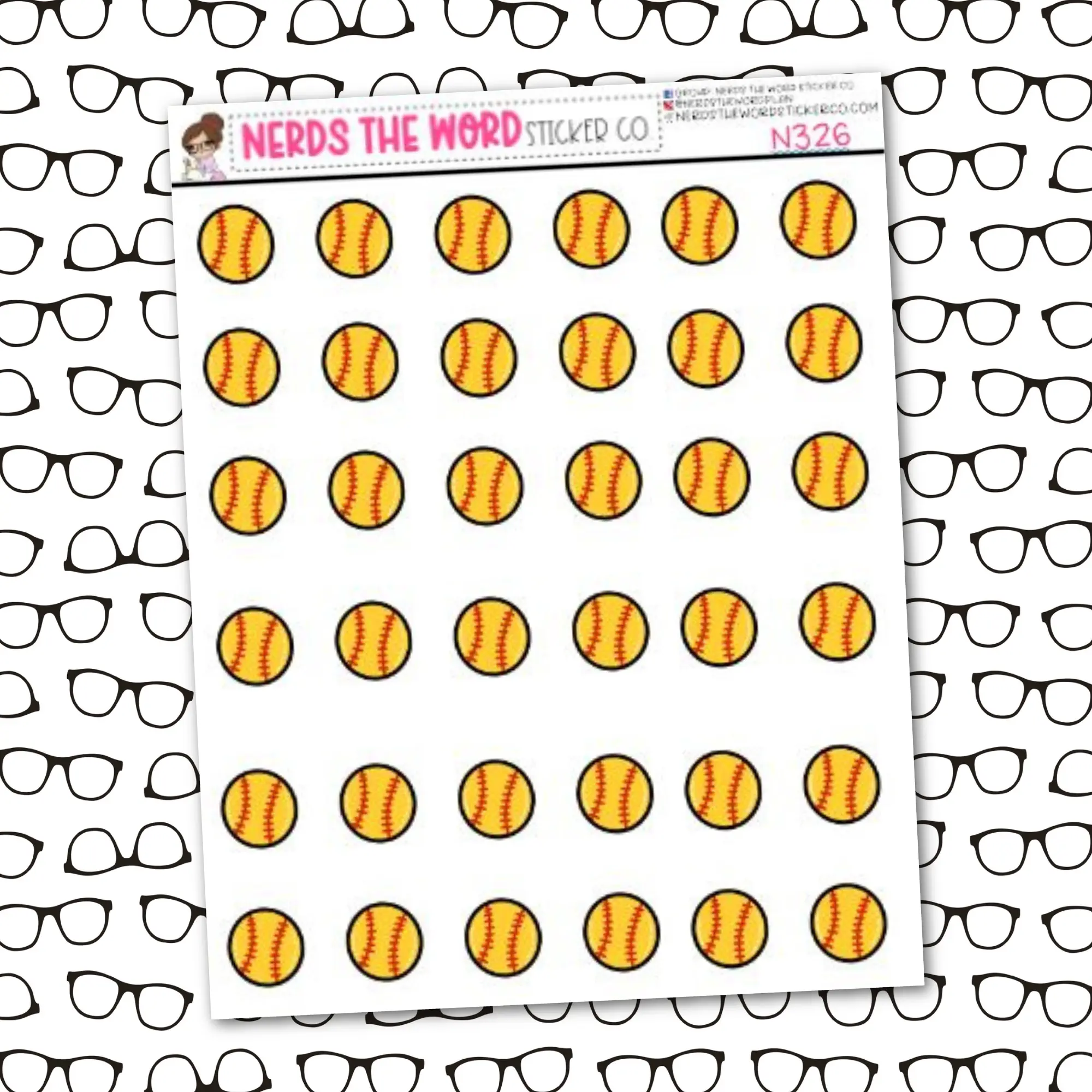 Softball Icon Sticker Sheet
