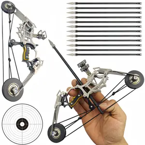 Sport Partner Mini Archery Bow and Arrow Set Ambidextrous Compound Bow Stainless Steel for Adults Teens Kids Stress Relief Toy Excellent Gift for Archery Practice