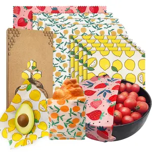 9-piece Set of Beeswax Food Wraps Honey Food Packaging Reusable Food Preservation Covers, Suitable for Leftovers, Fruits and Vegetables, Kitchen Storage Kitchen Accessories