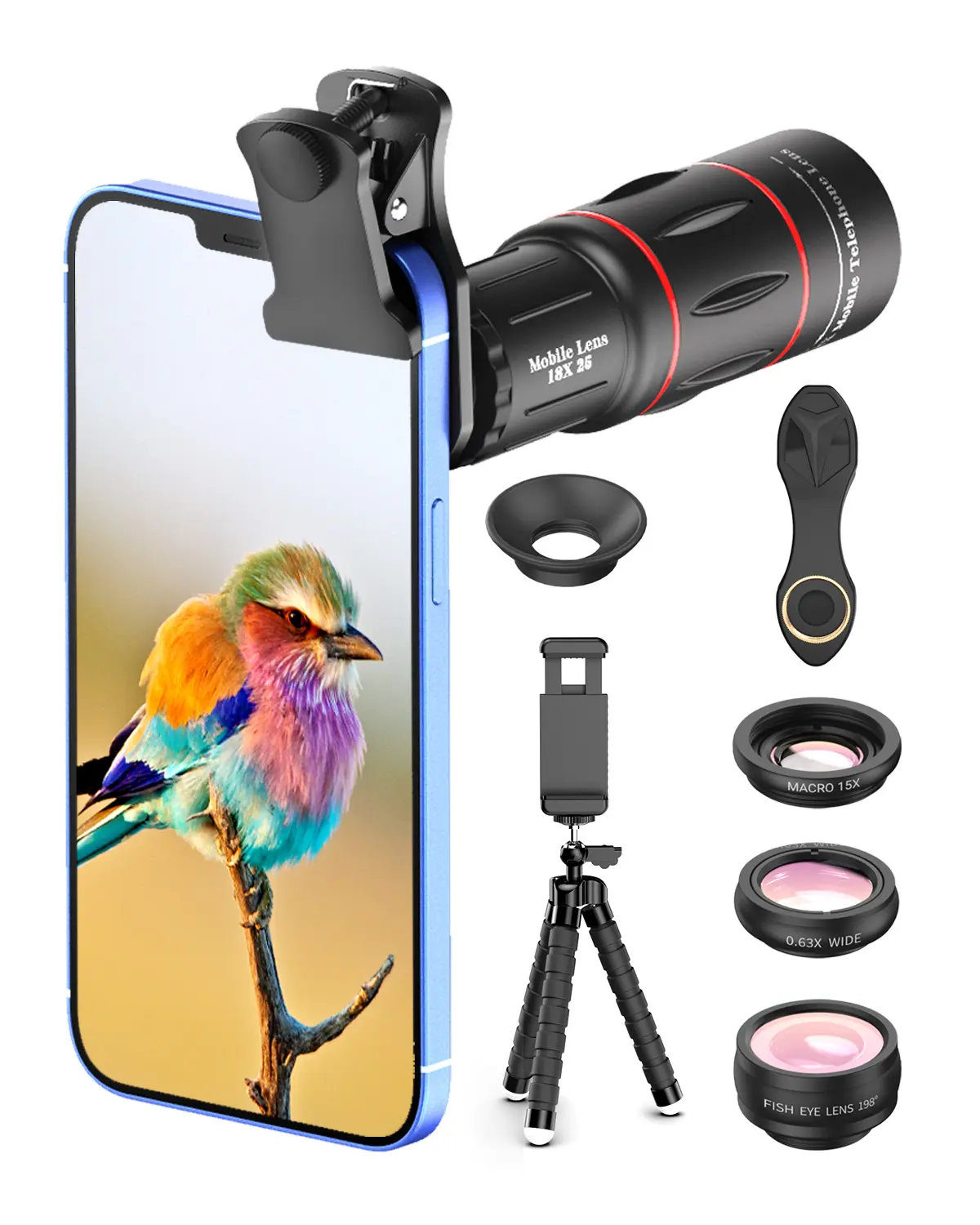 APEXEL  Phone Photography Kit, 18X Telephoto Lens,  for iPhone  Samsung One Plus Smartphone Cellphone telescope