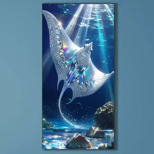 5D DIY Full Drill Round Diamond Painting Kit - Diamond Ray Mosaic Art Canvas DIY Wall Art, Home Wall Decoration