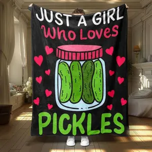 Soft Funny Throw Blanket Cartoon Pickles Pattern Blanket Air-Conditioned Room Warm Nap Blanket For Home Office Travel Camping