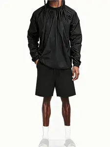 Men Sauna Suit Sweat Suits, Durable Gym Exercise Workout Jacket with Sauna Shorts, Sporty Loose-Fitting Top, All Seasons, Workout Sportswear, Workout Clothes, Fitness Outfits, Gym Outfits, Sauna Suit Set