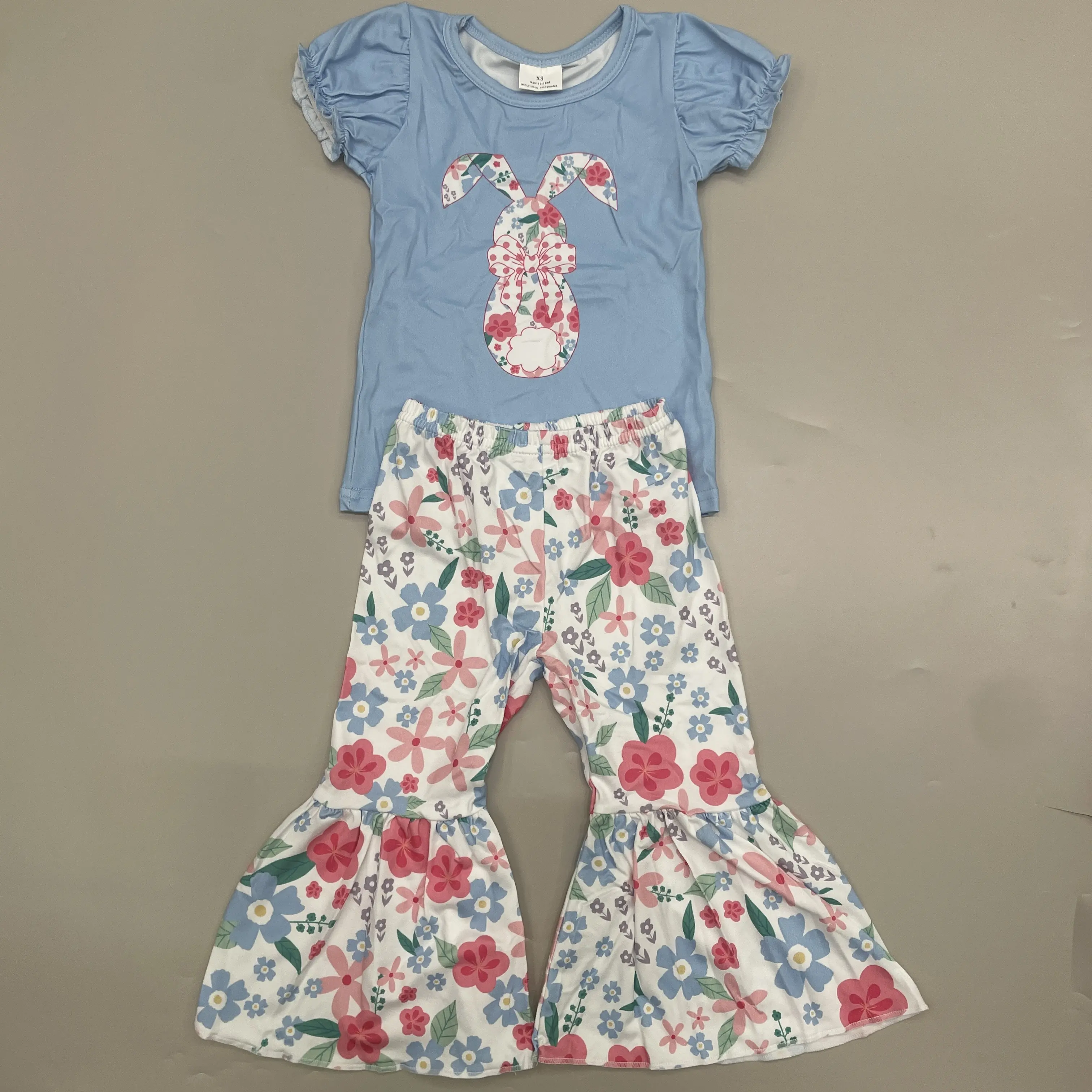 Girl Easter Outfit Bunny Kids Spring Bell Bottom Set Girl Easter Clothing Set