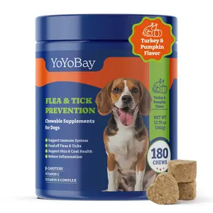 Flea and Tick Prevention for Dogs Chewable - 180 Soft Chews, Turkey & Pumpkin Flavor - Dog Flea and Tick Chewable, Natural Defense - Dog Immune Support Supplement