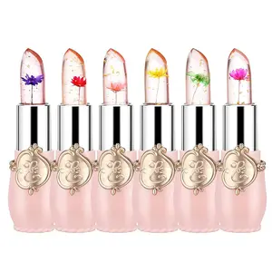 Pack of 6 Crystal Flower Jelly Lipstick, Ph Adjustive Lipsticks Temperature Color Change Long Lasting Nutritious Balm Lip Gloss, Small Gifts, Mothers Day Gifts, Teacher Appreciation Gifts (Pink) Moisturizing Makeup Makeup Water Proof