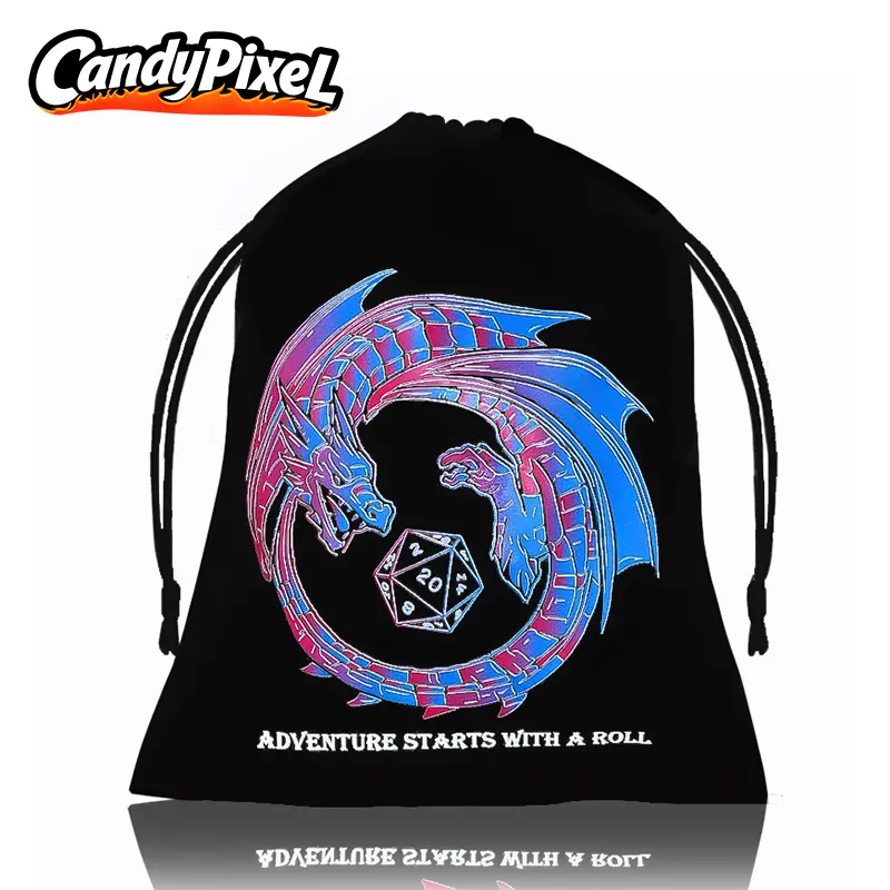 1PCS purple dragon pattern velvet storage bag, suitable for MTG game storage, dice storage, and the best choice for holiday gifts.