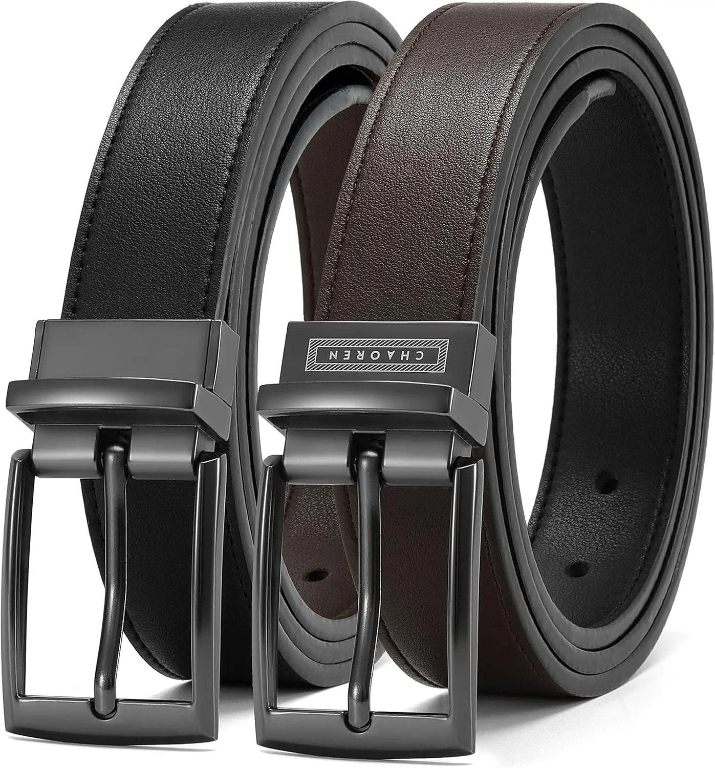 Boys Belt, Most Size Kids 1 1/4" Dress Reversible Belt for Youth - One Leather Belt Two Style