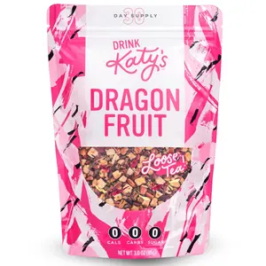 Katy\u2019s Dragonfruit Loose Leaf Tea - Hibiscus, Dragonfruit & Pineapple - Loose Leaf Fruit Tea, Caffeine-Free, Sugar Free - Hot or Cold Brew - 30+ Cups - Woman-Owned - 3oz Pouch