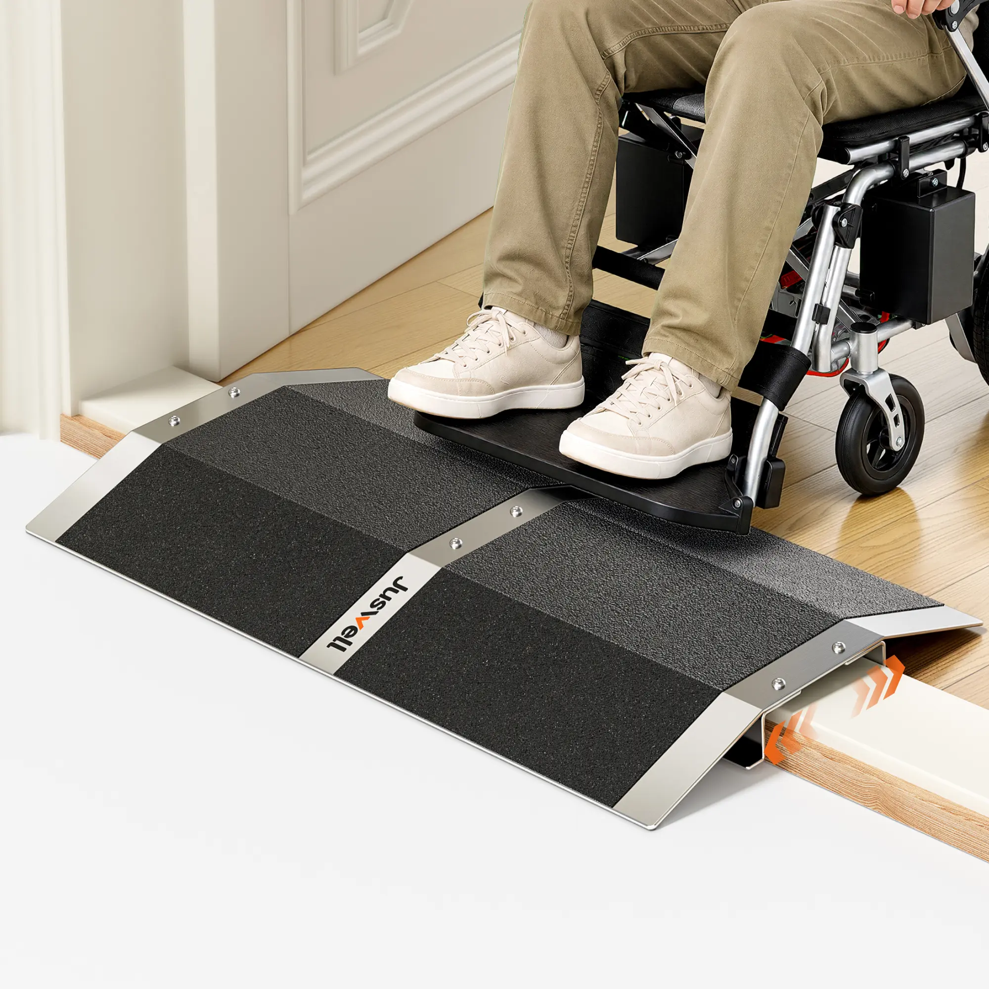 Juswell Wheelchair Threshold Ramps, Portable Wheel Chair Ramp, Non-Skid Aluminum Handicap Ramps for Home Steps, Stairs, Entry, Doorways, tiktokshopbacktoschool