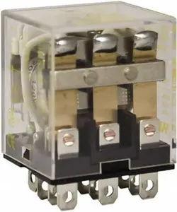 Square D 1/2 hp at 120 Volt & 3/4 hp at 240 Volt, Electromechanical Plug-in General Purpose Relay 10 Amp at 250 VAC, 3PDT, 24 VAC at 50/60 Hz 8501RS43V14