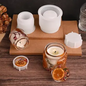2 Sets of Jar Silicone Molds, Jar Resin Molds with Lids, Candle Jar Molds of Different Sizes, Epoxy Resin Casting Molds for DIY Jewelry Storage Box, Candle Jar, Resin Craft Gifts