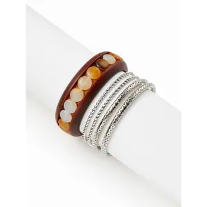 Cider 5 PCS RESIN BEADED & TEXTURED BRACELET SET