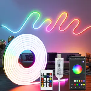 10m/32.8FT RGBIC Neon Strip Lights USB Powered Remote & APP Control LED Night Light IP65 Waterproof for Living Room Party Dresser Ambient Lighting Kitchen Room Decoration