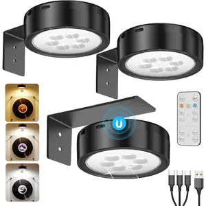 Rechargeable Over Picture Lights for Wall, 3 Pack 2600mAh  Art Light for Paintings Cordless Light Above Picture Frame USB LED Gallery Light Remote  Puck Light for Decor Poster