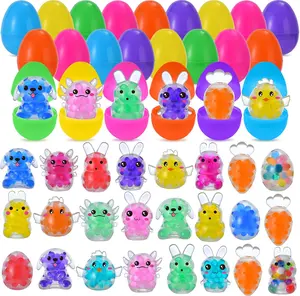 24-Pack Prefilled Easter Eggs with Stress Balls – Bunny & Axolotl Squishy Toys for Easter Egg Fillers, Basket Stuffers, Party Favors & Gifts