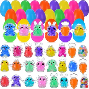 Mother's Day Gift 24-Pack Prefilled Easter Eggs with Stress Balls – Bunny & Axolotl Squishy Toys for Easter Egg Fillers, Basket Stuffers, Party Favors & Gifts