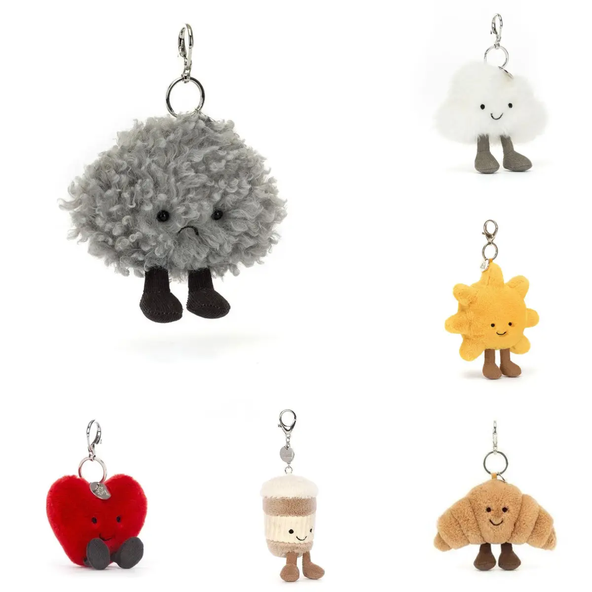 Jellycat Cute Mini Plush Bag Charm Keychain, Adorable Soft Kawaii Stuffed Animal Pendant, Trendy Gift for Girls Kids Collectors