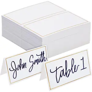 Place Cards for Table Setting - 3.5 x 2 In Folded, Pack of 100, White &  - Wedding Name Cards for Reception Seating Chart & Banquet Use