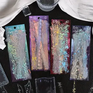 30 Sheets/pack Random Color Laser Sticker, Creative Waterproof Pet Sticker Material, Decorative Stickers for Diy Diary Scrapbook Album Decoration