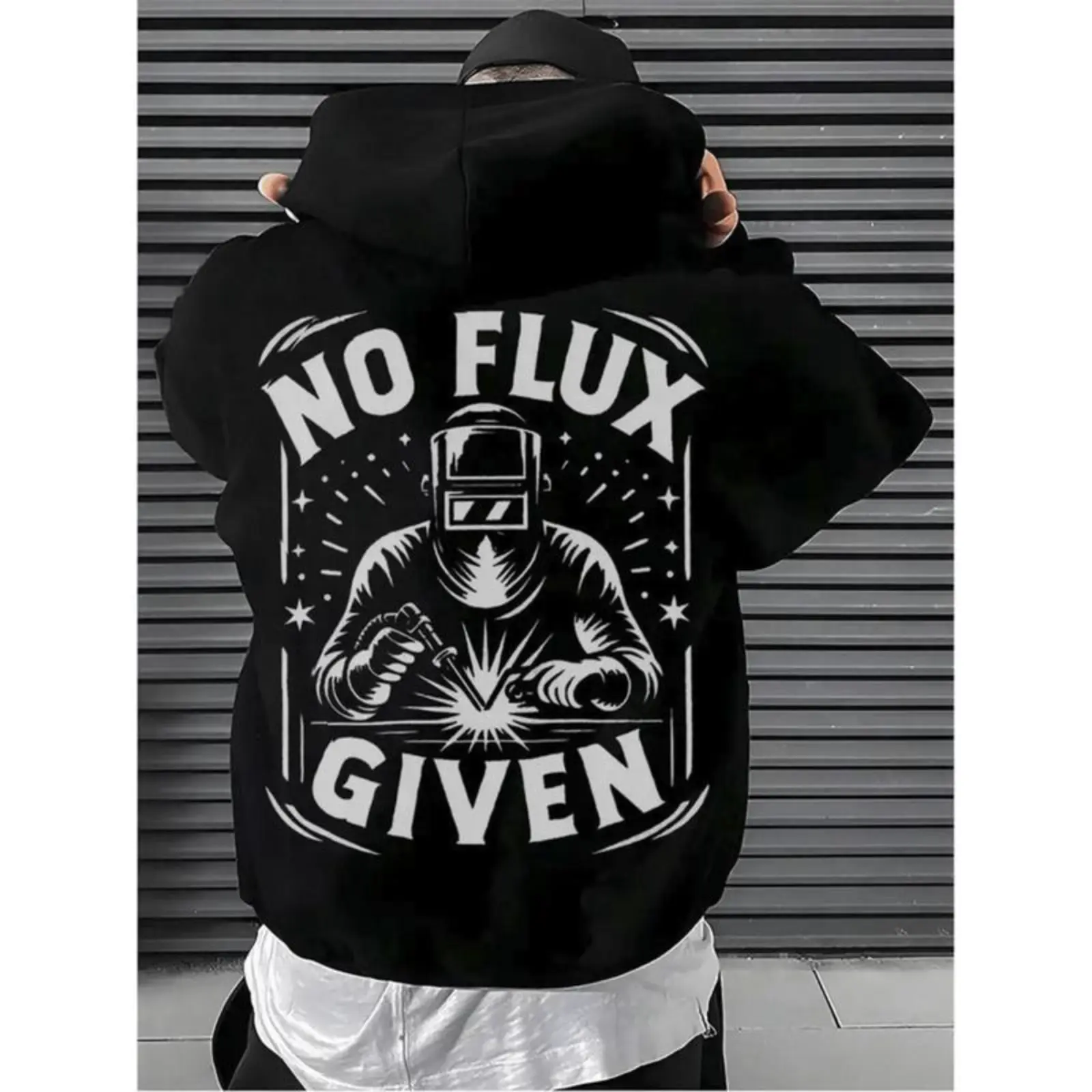 Heavyweight Pullover Hoodie with Welding Graphic Print  Perfect for Work and Casual Wear All Year Round