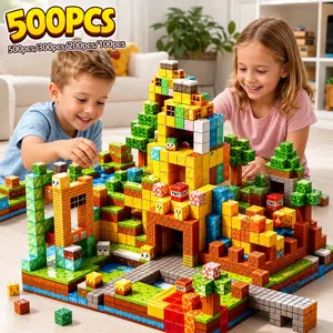 100-500PCS Mine World Magnetic Blocks, Random Magnetic Cubes Building Toy, Pixel Magnet Building Set Construction Blocks STEM Toys Gifts for Kids Boys Girls