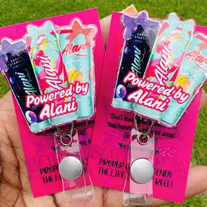 Funny Energy Drink Acrylic Badge Reel Retractable ID Holder For Tired Nurses, Night Shift Healthcare Workers, And Medical Students