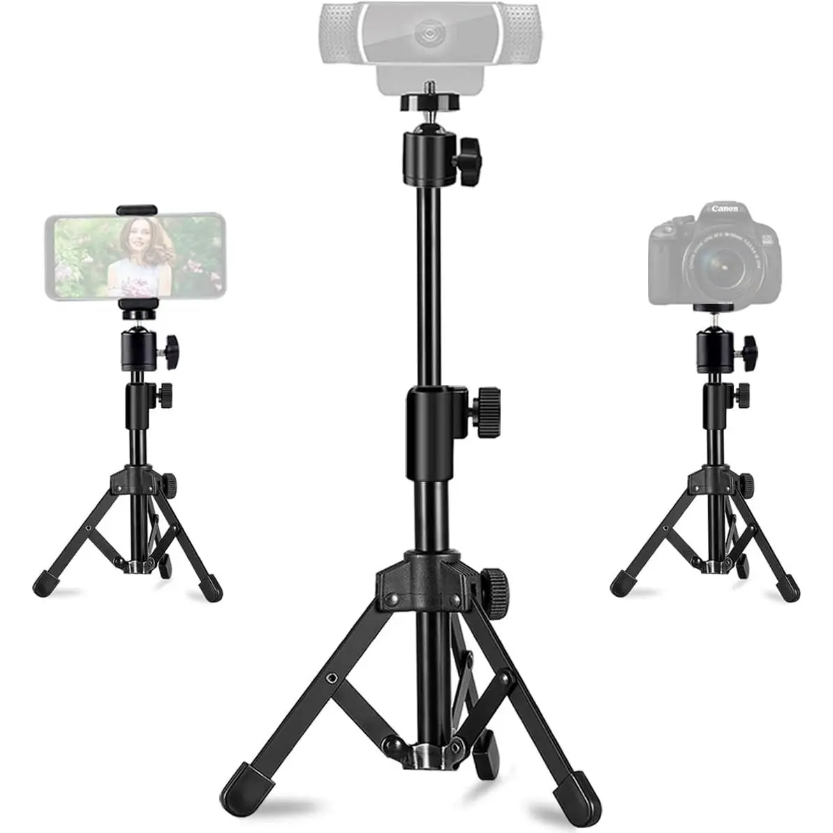 Webcam Tripod Stand Extendable Desktops Tripod for Camera/Phone/Webcam, Desk Tripods Webcam Mount Holder Compatible with  Webcams C925e C922x C922 C930e C930 C920 C615 /iPhone/Ring Light